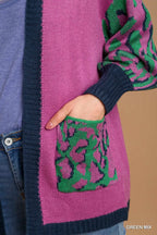 Animal Print Sweater Cardigan – Trendy Open-Front Layering Piece