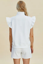 Textured Flounce Sleeve Top & Shorts Set – Stylish & Comfy 2-Piece