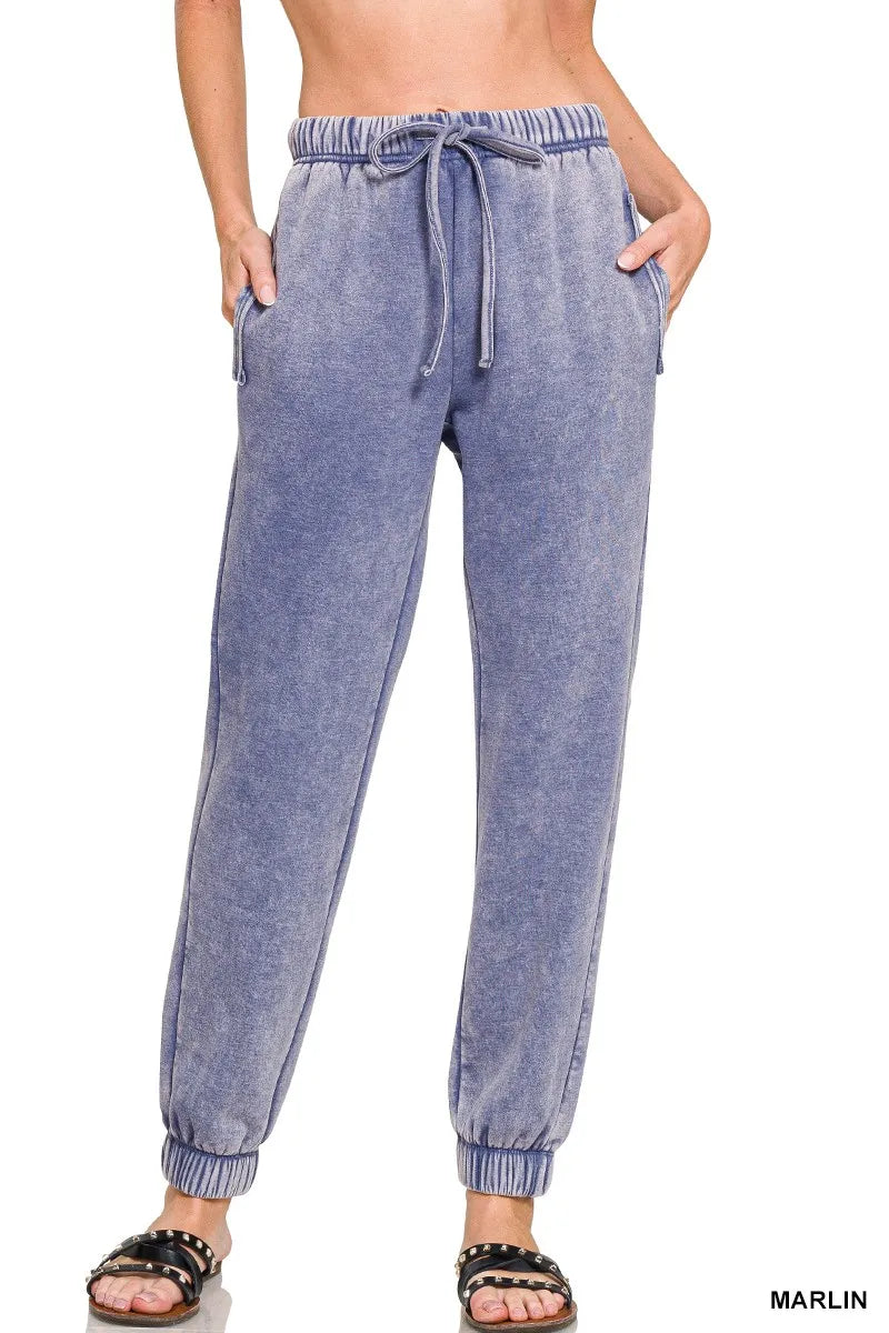 Zenana Mineral Wash Lounge Bottoms – Soft Relaxed Everyday Comfort