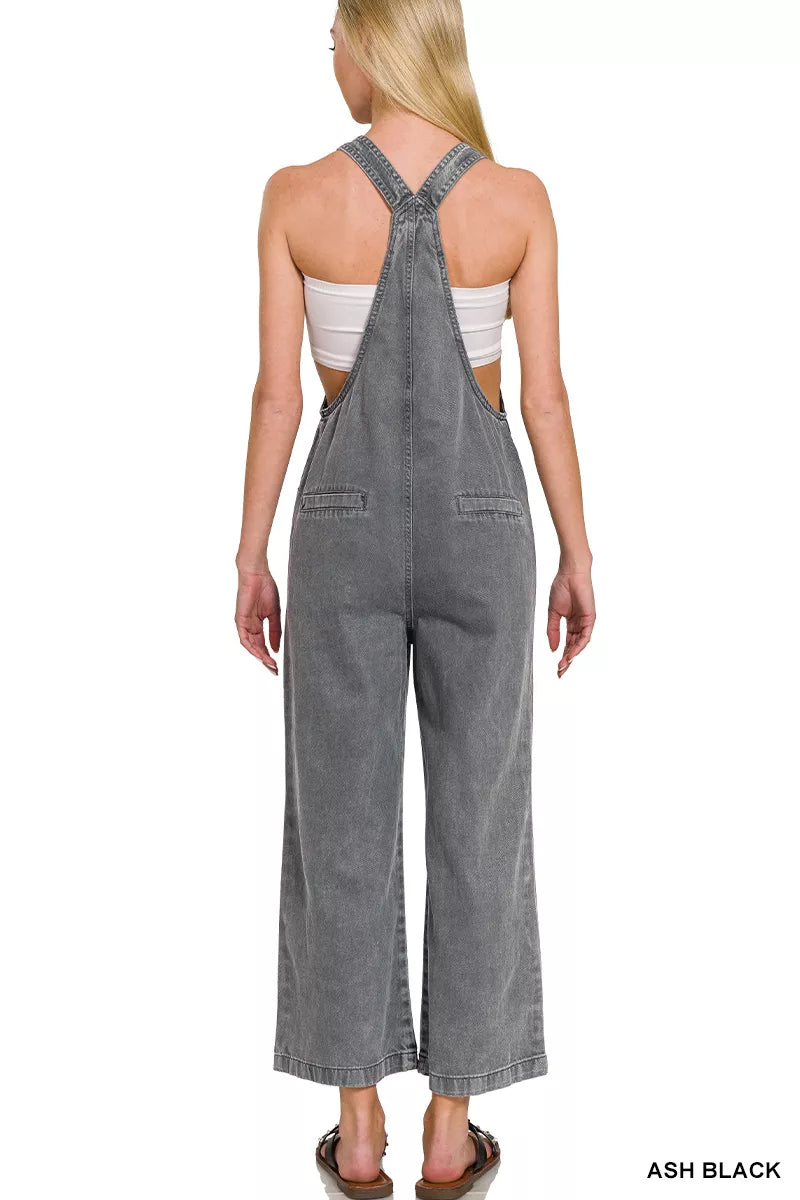 Zenana Washed Knot Strap Jumpsuit with Pockets – Chic & Casual Style