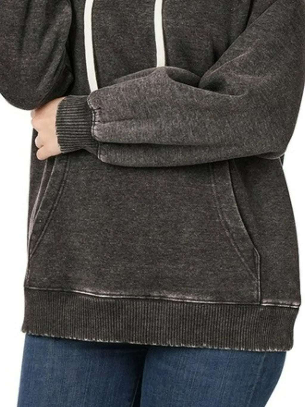 Acid Wash Fleece Hoodie with Kangaroo Pocket – Cozy & Stylish