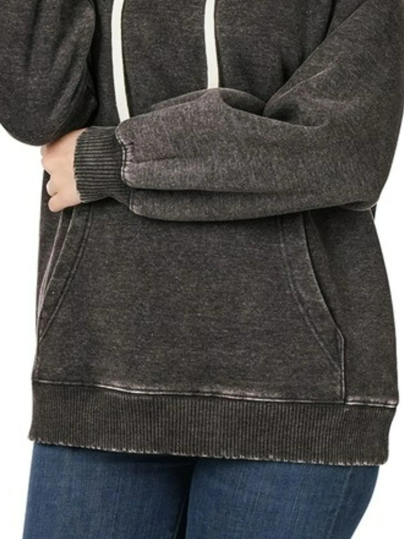 Acid Wash Fleece Hoodie with Kangaroo Pocket – Cozy & Stylish