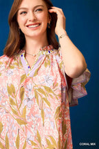 Floral Ruffle-Sleeve Tunic Dress – Feminine Style for Any Occasion