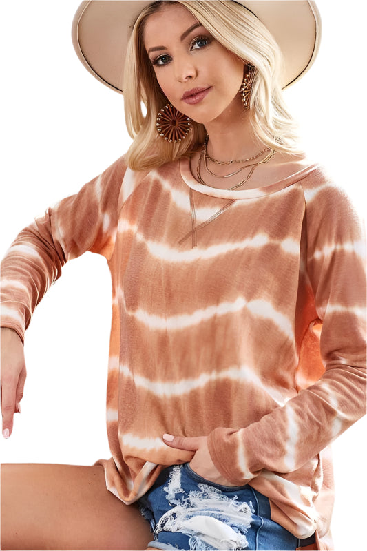BiBi Tie Dye French Terry T-Shirt With Side Slits