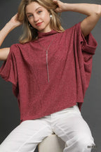 Umgee Textured Mock Neck Top – Effortless Relaxed Fit Chic Style