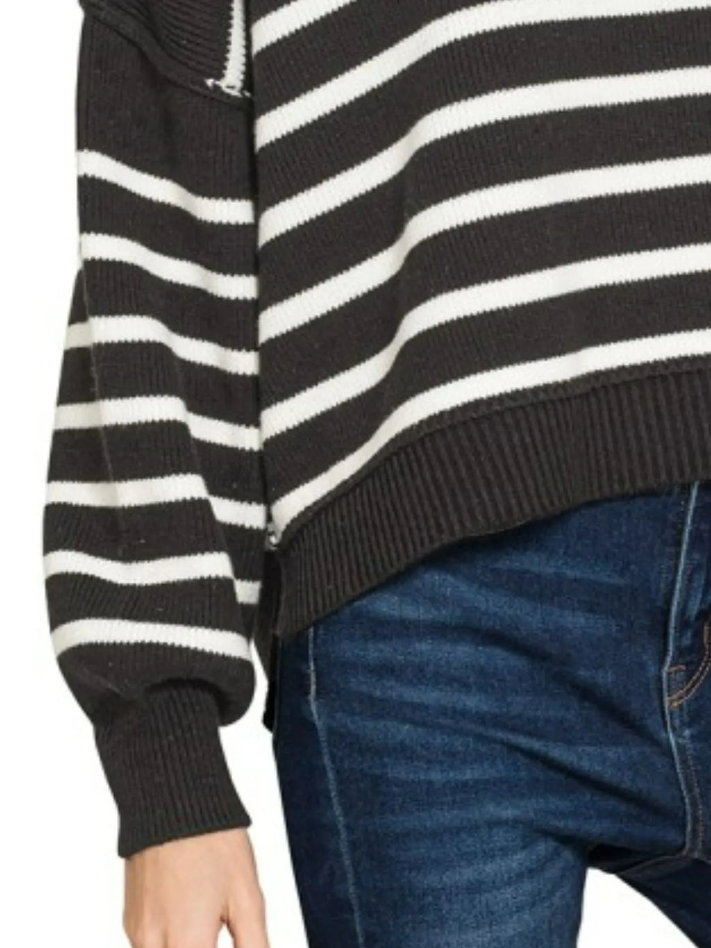 Black & White Striped Pullover Sweater Oversized Cozy & Timeless