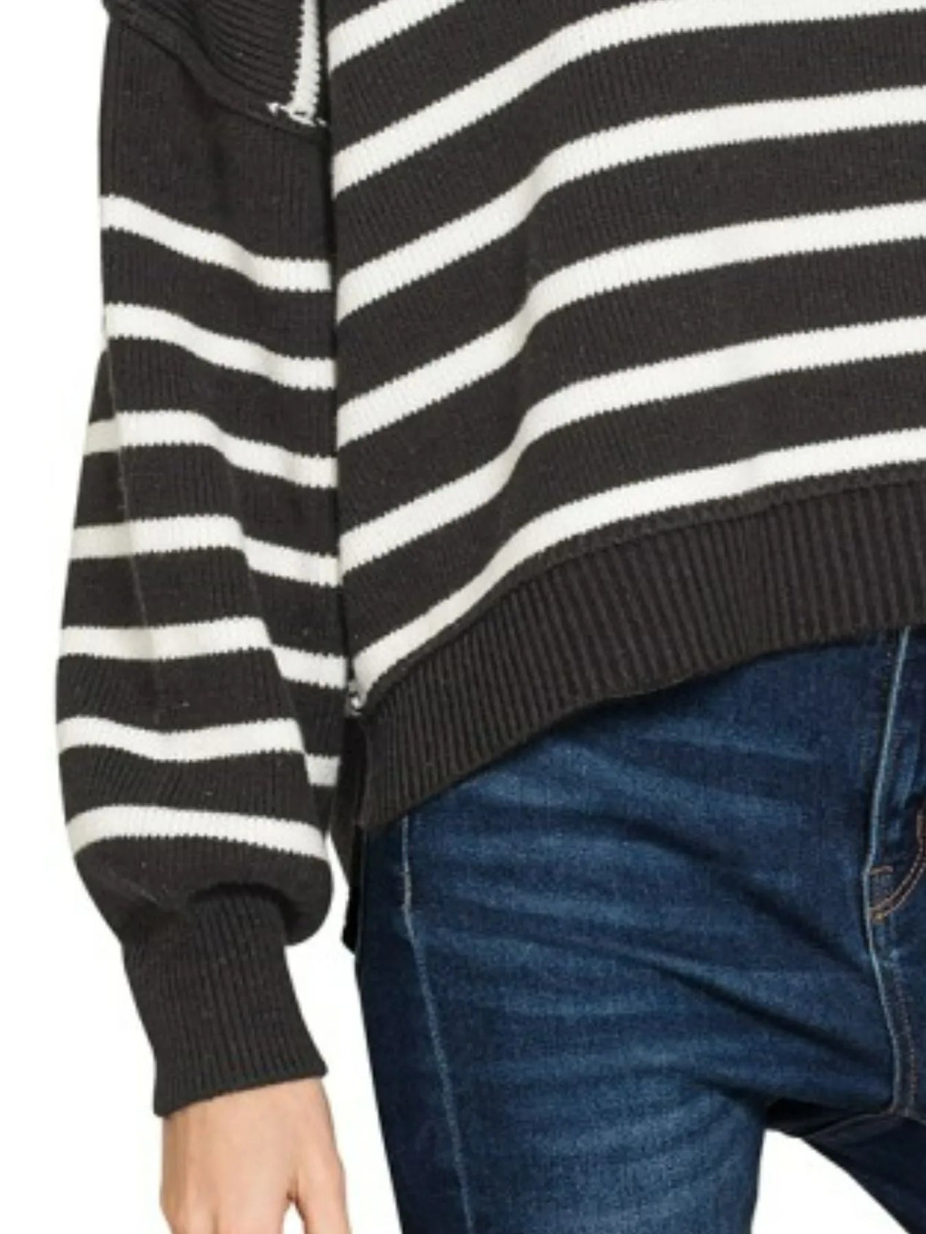 Black & White Striped Pullover Sweater Oversized Cozy & Timeless