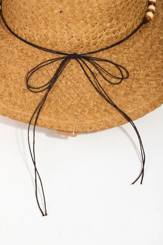 Beaded Cowrie Shell Straw Weave Cowboy Hat – Boho Western Style