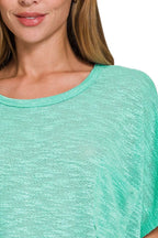 Zenana Oversized Slub Hacci Top – Cozy Textured Style with Pocket