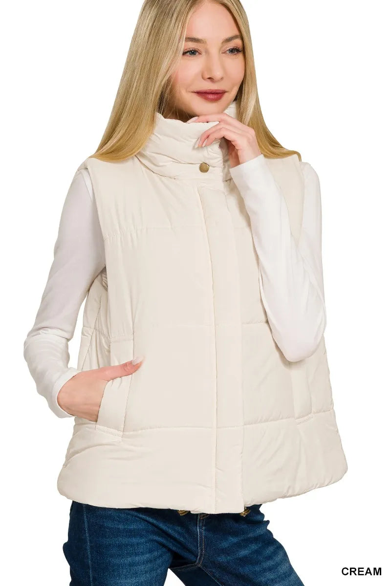 Zenana High Neck Zip-Up Vest Coat – Stylish Layering Essential