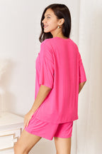 Stretchy Half-Sleeve Top & Shorts Set – Comfy, Flattering & Versatile