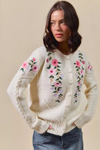 SO ME Floral Embroidered Coquette Sweater Cardigan – Chic Feminine Style