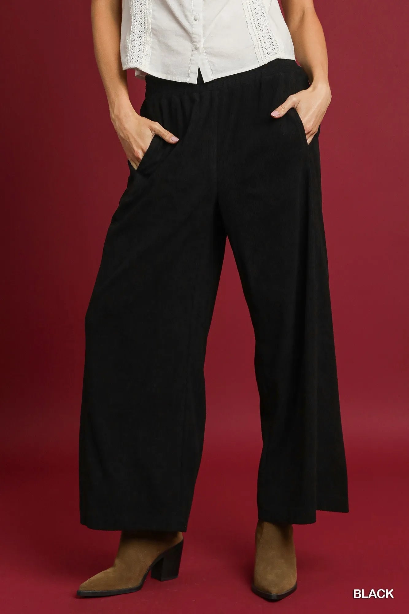 Black High-Waisted Palazzo Pants – Wide Leg, Pockets & All-Day Comfort