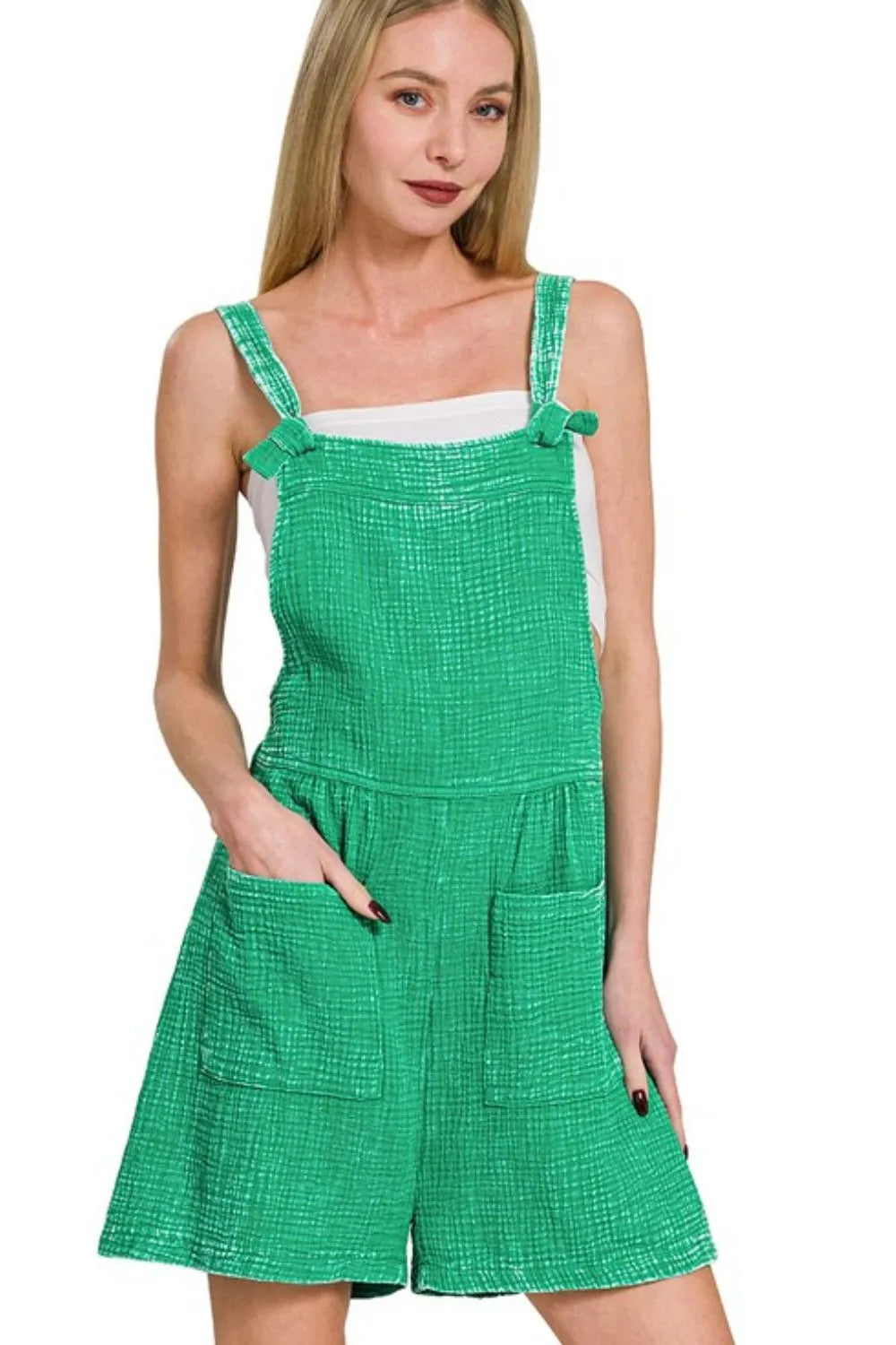 Woven Double Gauze Acid Washed Romper – Soft & Stylish One-Piece