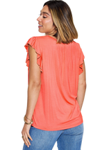 Basic Bae Bamboo Notched Ruffled T Shirt Short Sleeve Soft Stylish Eco Friendly Top