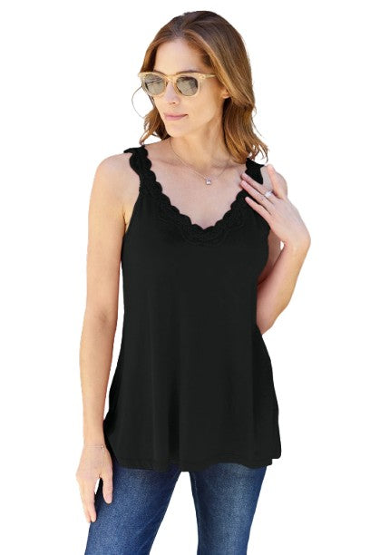 Basic Bae Lace Detail V-Neck Cutout Cami Stylish Trendy Lightweight Summer Top