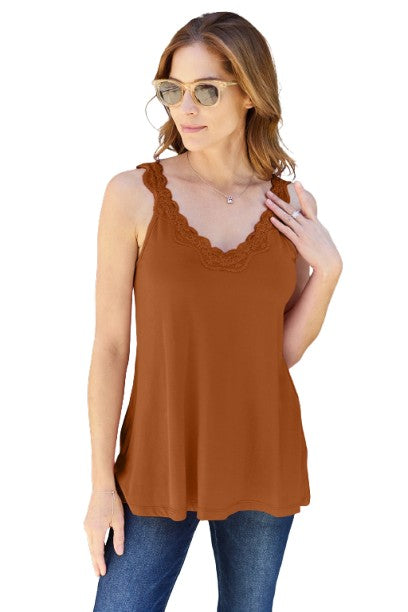 Basic Bae Lace Detail V-Neck Cutout Cami Stylish Trendy Lightweight Summer Top