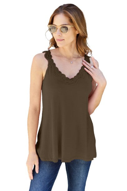 Basic Bae Lace Detail V-Neck Cutout Cami Stylish Trendy Lightweight Summer Top