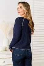 Basic Bae Long Raglan Sleeve Round Neck Top Stylish Comfortable Casual Versatile