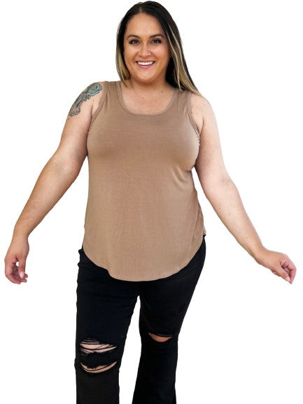 Basic Bae Round Neck Curved Hem Tank Stylish Comfortable Sleeveless Summer Top