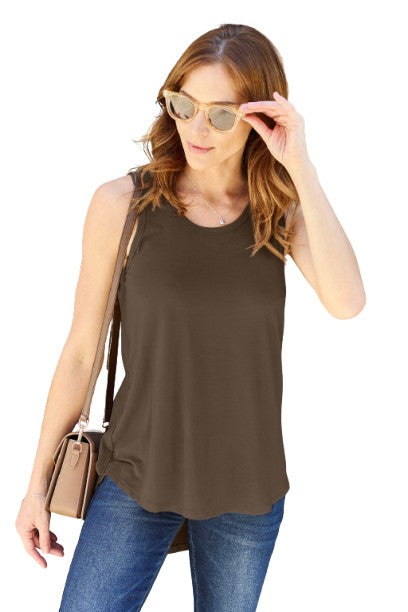 Basic Bae Round Neck Curved Hem Tank Stylish Comfortable Sleeveless Summer Top