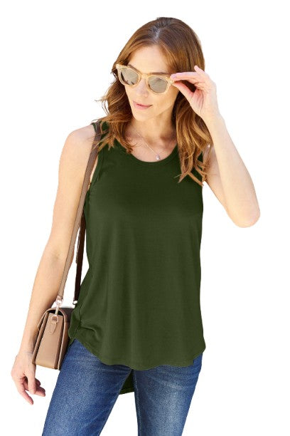 Basic Bae Round Neck Curved Hem Tank Stylish Comfortable Sleeveless Summer Top