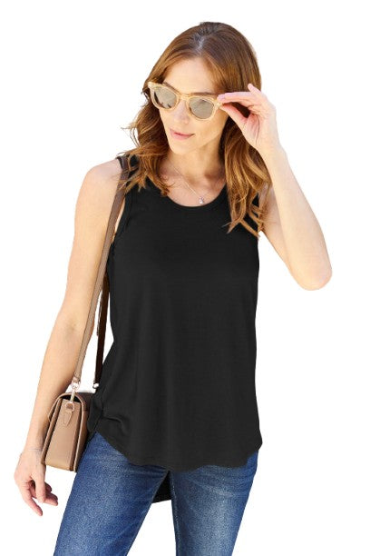 Basic Bae Round Neck Curved Hem Tank Stylish Comfortable Sleeveless Summer Top