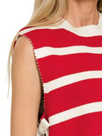 Side Tie Stripe Sweater Vest Chic Layering Piece