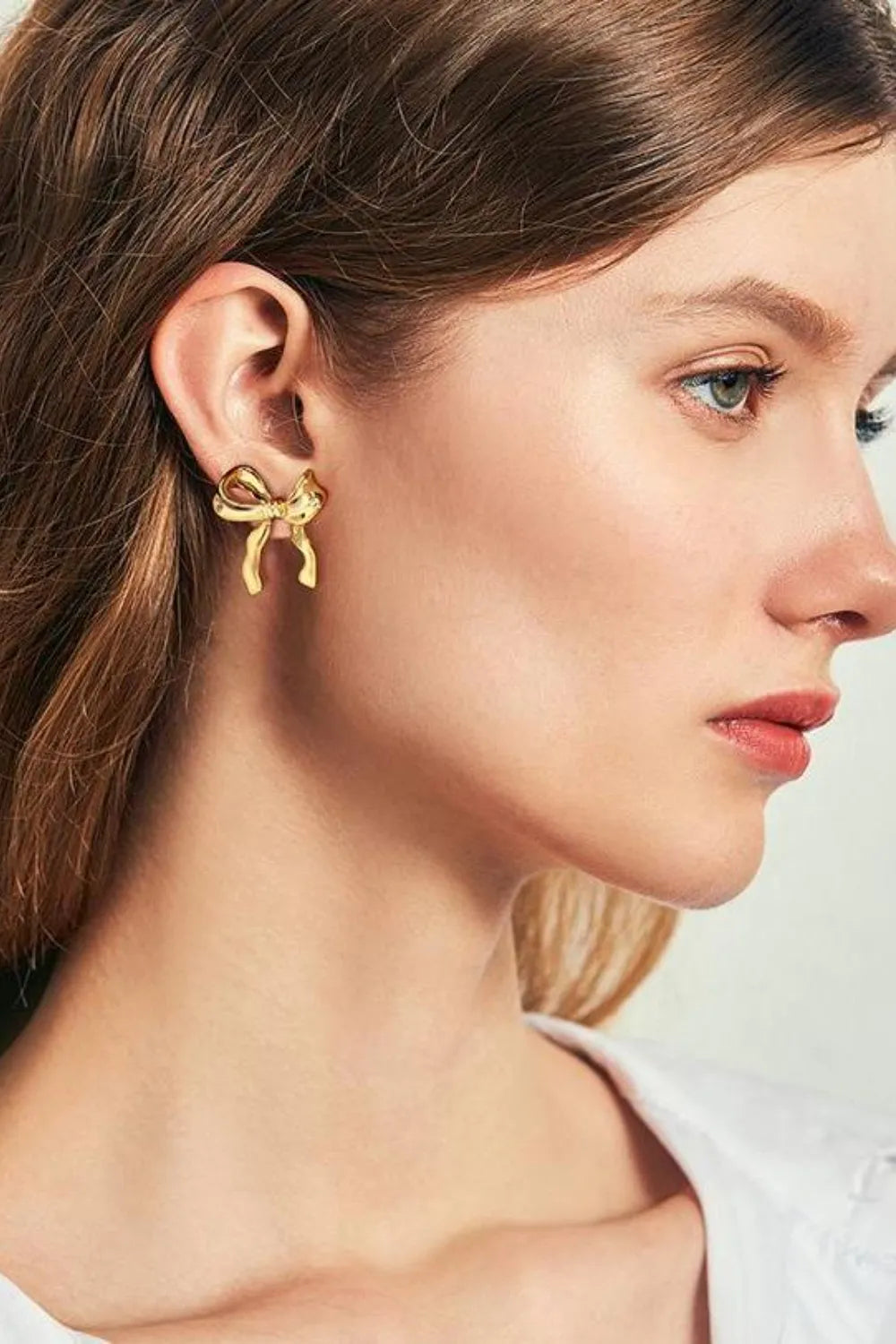 Brass Bow Stud Earrings – Cute Feminine Everyday Jewelry
