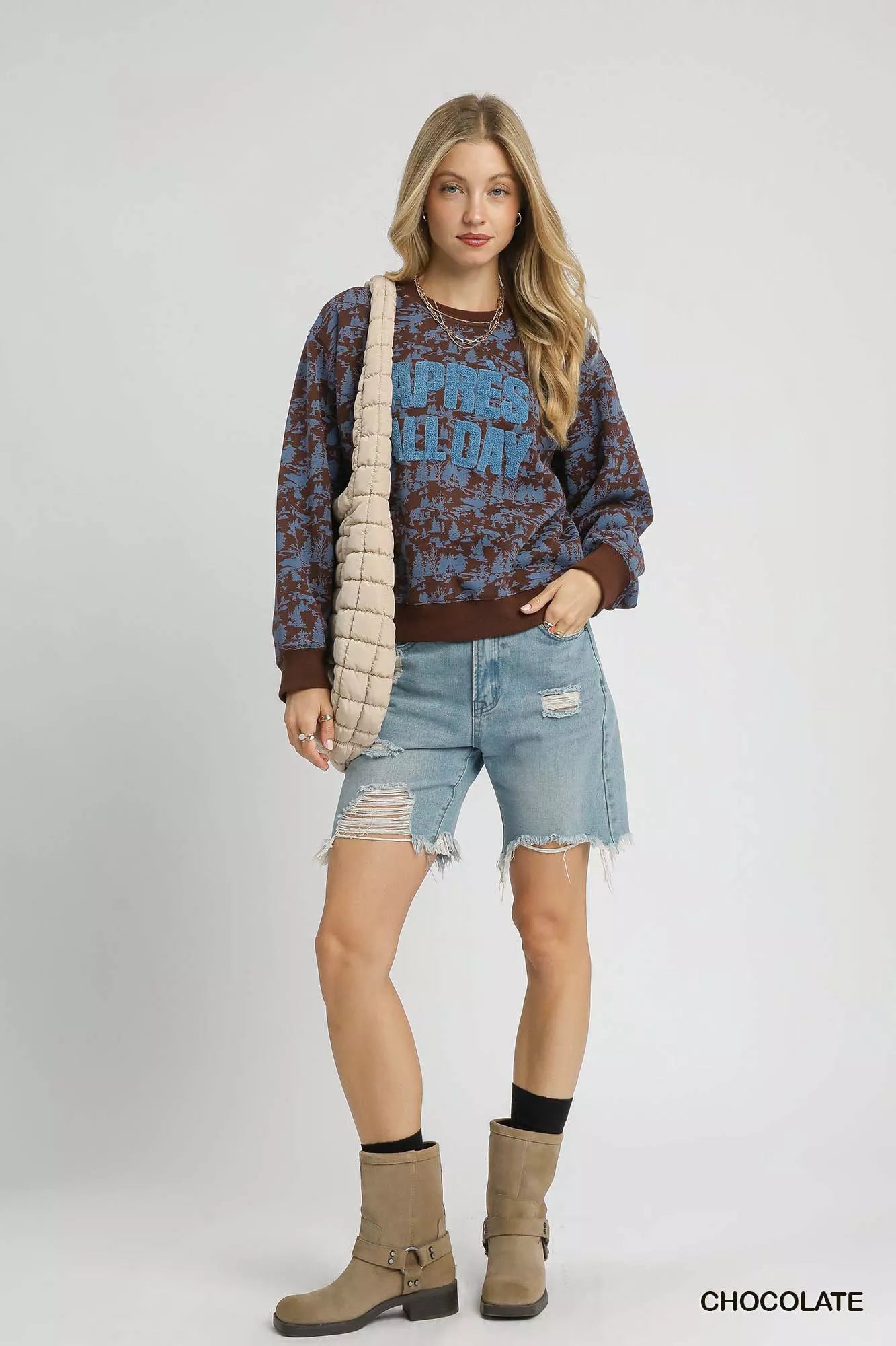 Scenic Print Cropped Sweatshirt – Trendy Casual Streetwear