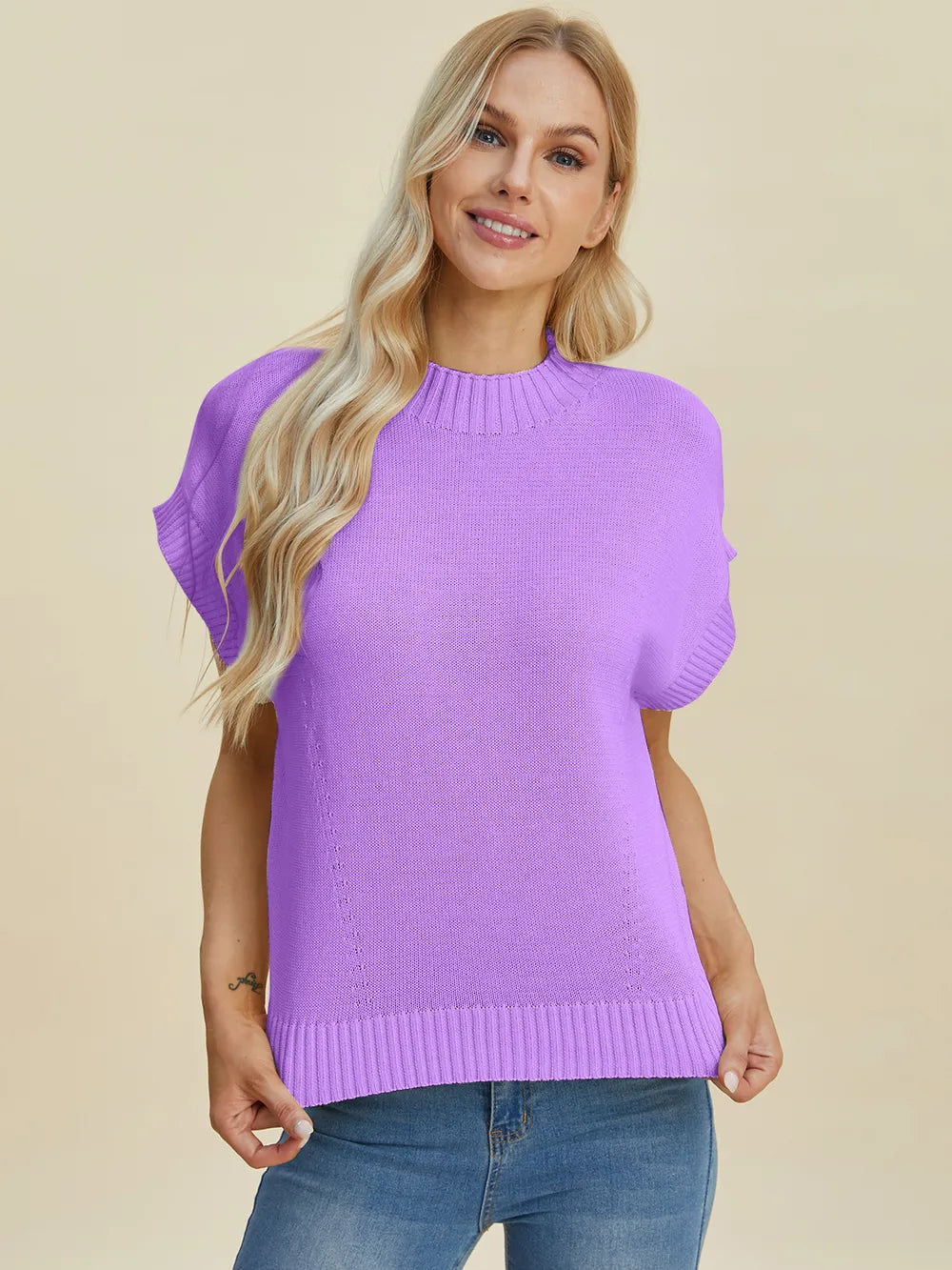 Mock Neck Short Sleeve Sweater – Chic, Cozy & Versatile