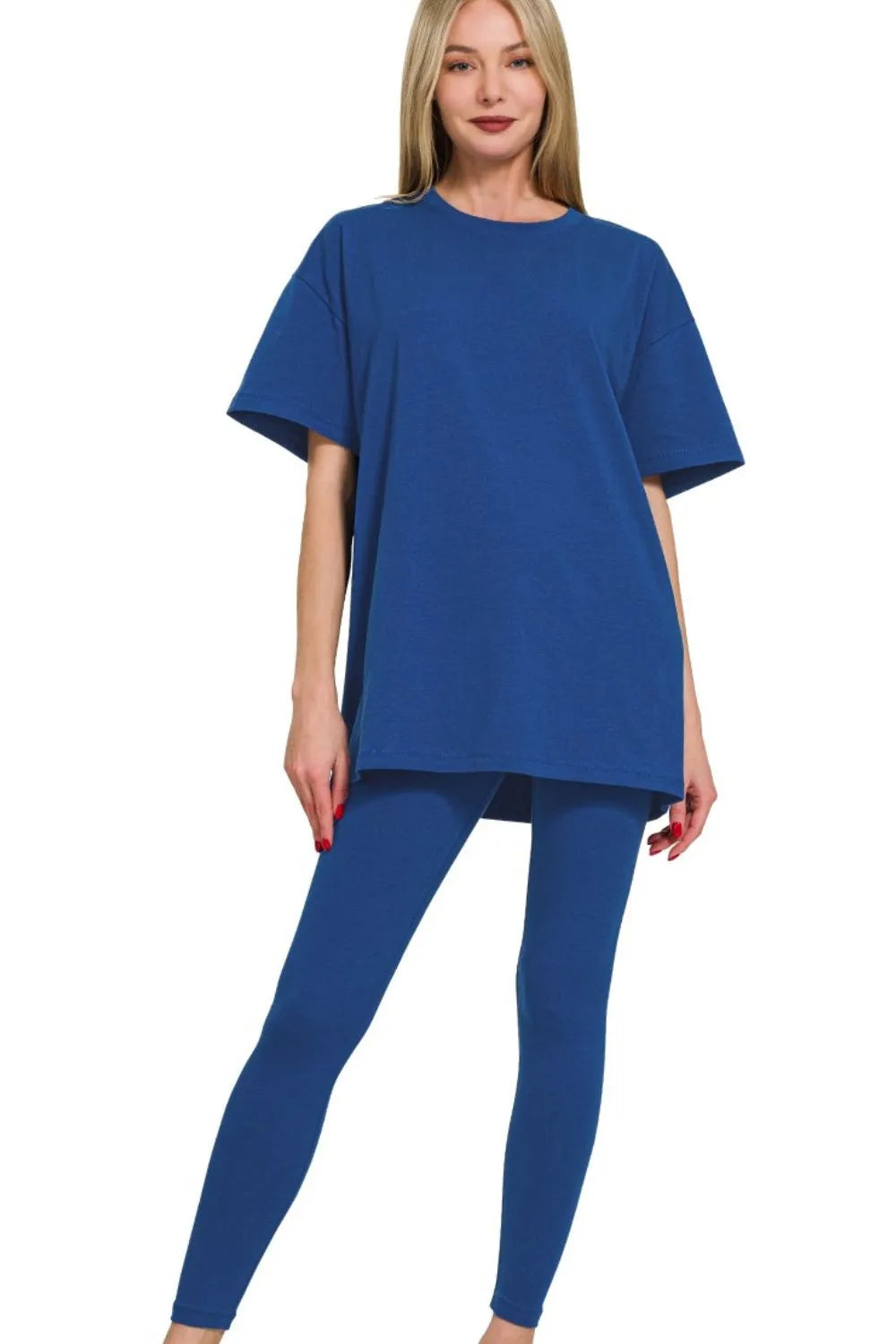 Light Navy Tunic & Leggings Set – Comfy, Stylish & Effortlessly Chic