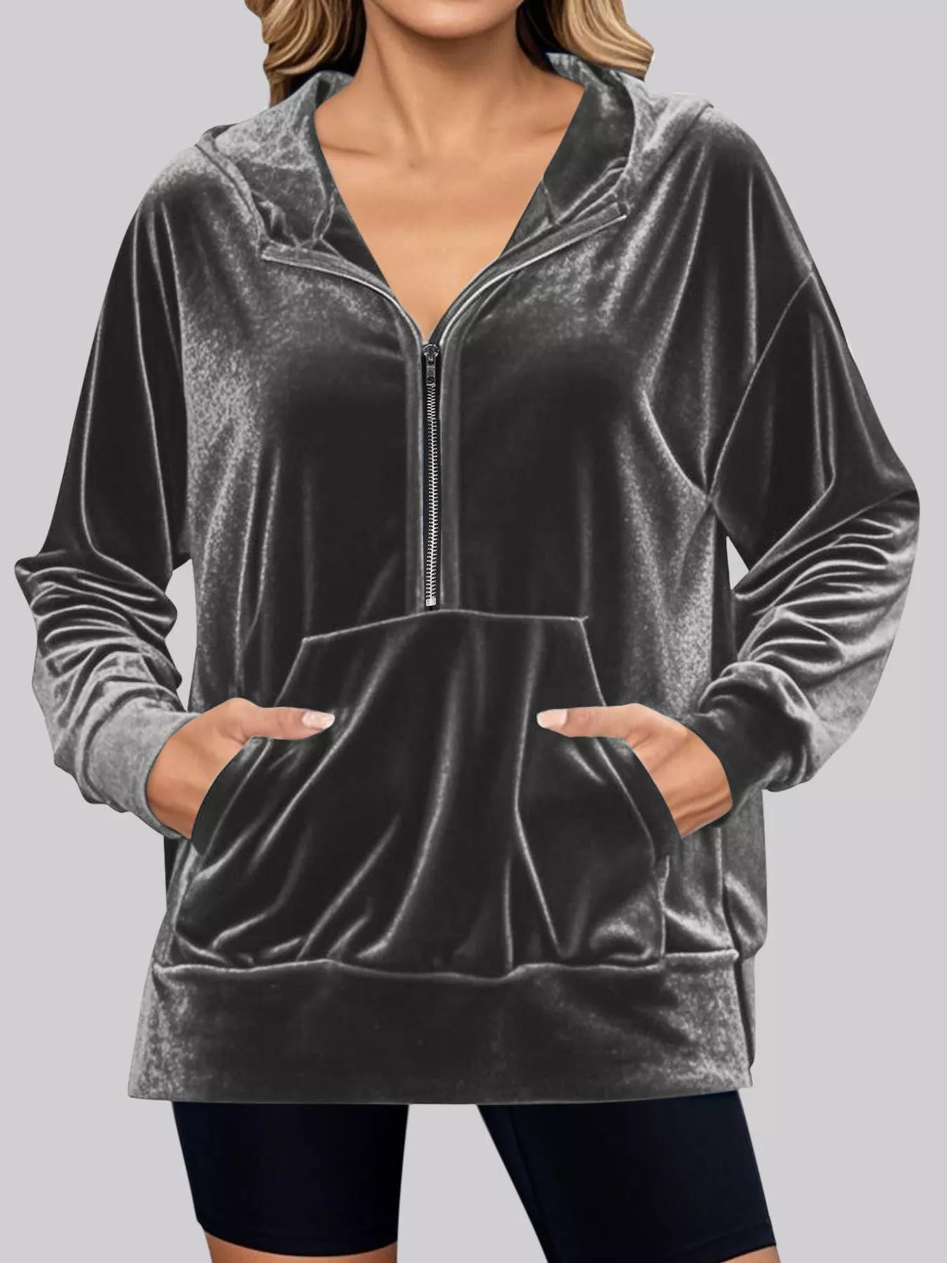 Half Zip Kangaroo Pocket Hoodie – Cozy Casual Pullover