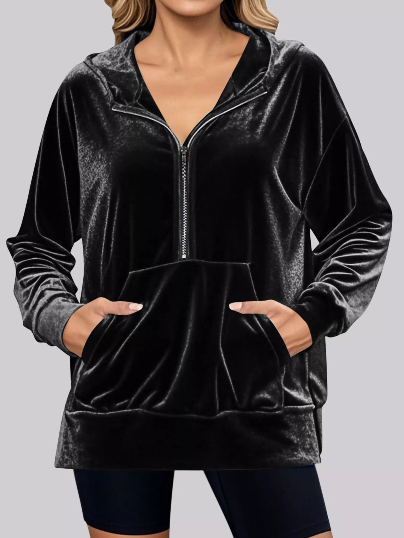 Half Zip Kangaroo Pocket Hoodie – Cozy Casual Pullover