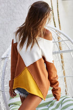 BiBi Color Block Geometric Sweater – Bold, Modern & Cozy Knitwear Style