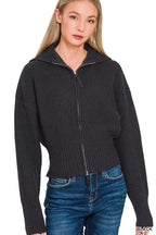 Zenana Ribbed Collared Zip Up Sweater – Chic & Cozy Cardigan Style