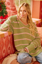 BiBi Striped Long Sleeve Sweater – Classic Cozy Everyday Style