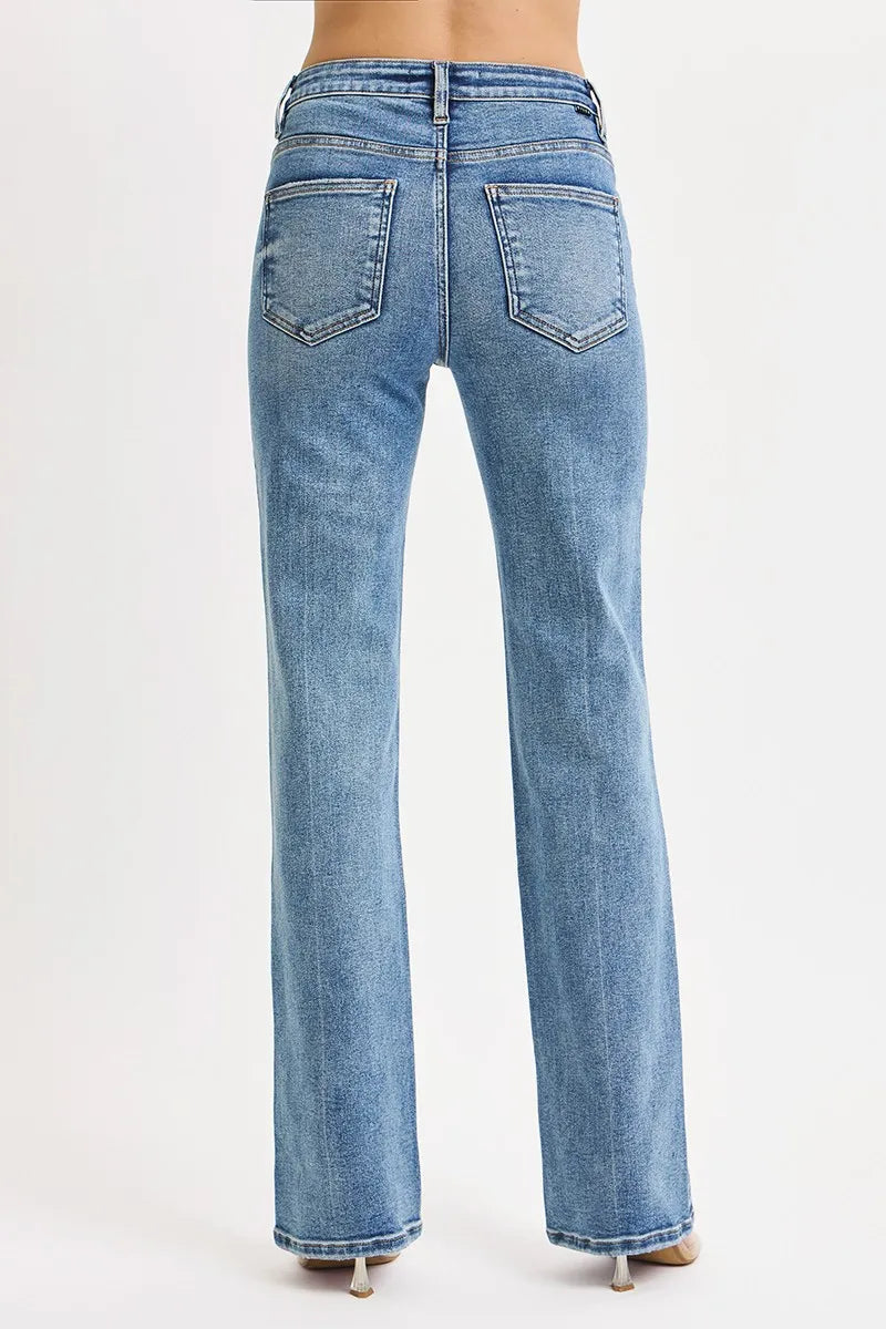 Dreamkue-Risen Women's High Rise Straight Jeans with Tummy Control