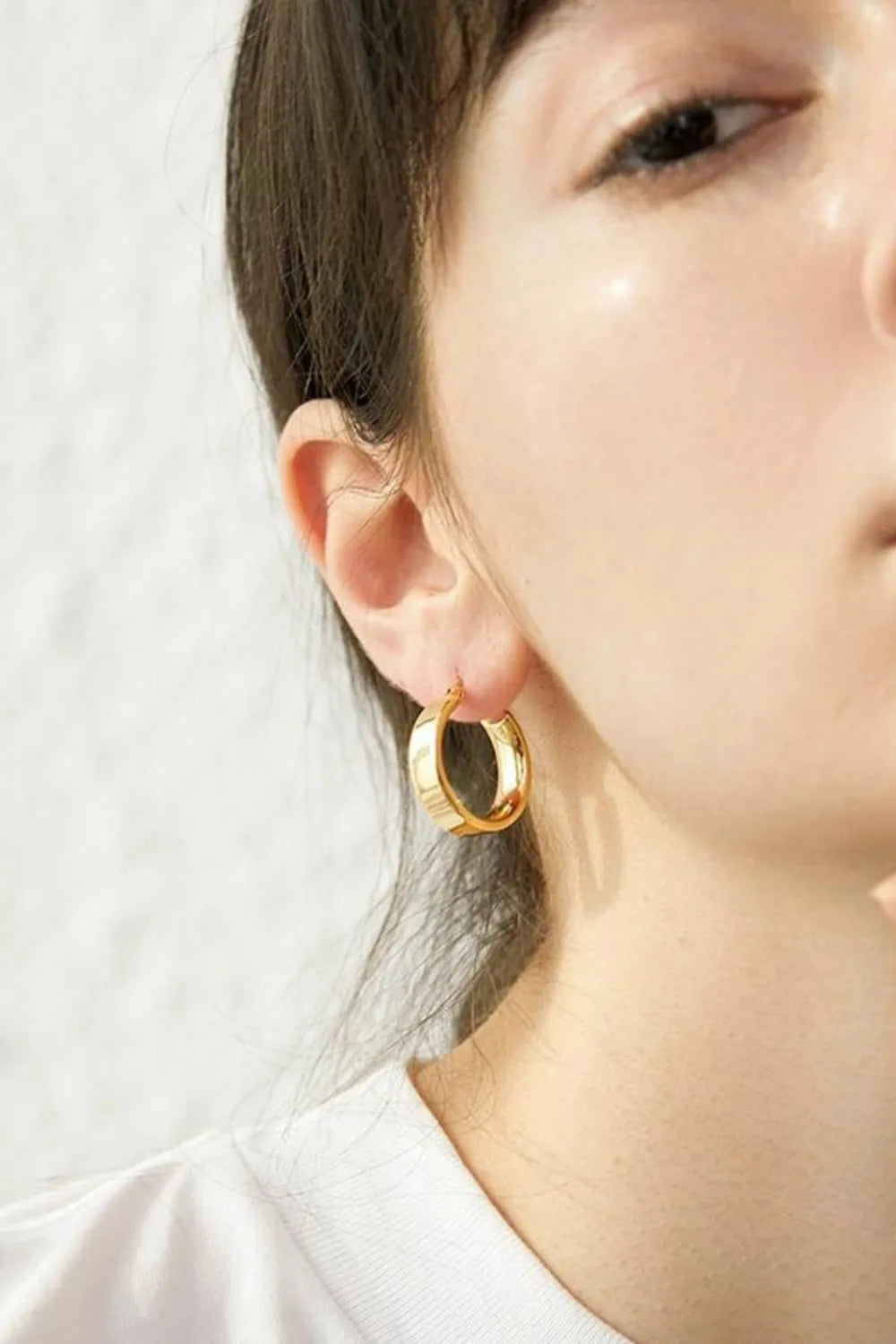 Gold-Plated Brass Huggie Earrings – Classic Everyday Jewelry