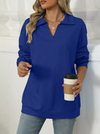 Johnny Collar Long Sleeve Sweatshirt – Casual Chic & Cozy