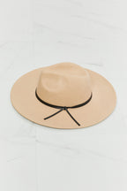 Beige Fedora Hat with Faux Leather Knot – Adjustable & Stylish