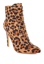 Rag Company Nesta Leopard Boots – Lace Up Stiletto Heel Statement