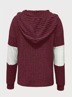 Color Block Drawstring Long Sleeve Hoodie – Casual Cozy Pullover