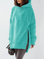 Slit Pocketed Raglan Sleeve Hoodie – Cozy, Casual & Versatile