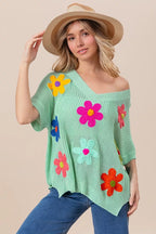 BiBi Flower Patch Dolman Sleeve Sweater – Lightweight Chic Style