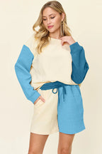 Contrast Drop Shoulder Top & Shorts Set – Trendy, Comfy & Versatile