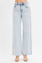 Dreamkue-Risen Women's High Rise Wide Leg Jeans Stretch Denim Pants for Casual & Dressy Outfits