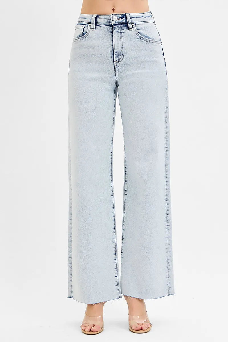 Dreamkue-Risen Women's High Rise Wide Leg Jeans Stretch Denim Pants for Casual & Dressy Outfits