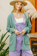 Long Sleeve Popcorn Knit Cardigan with Pockets – Cozy Layering Piece