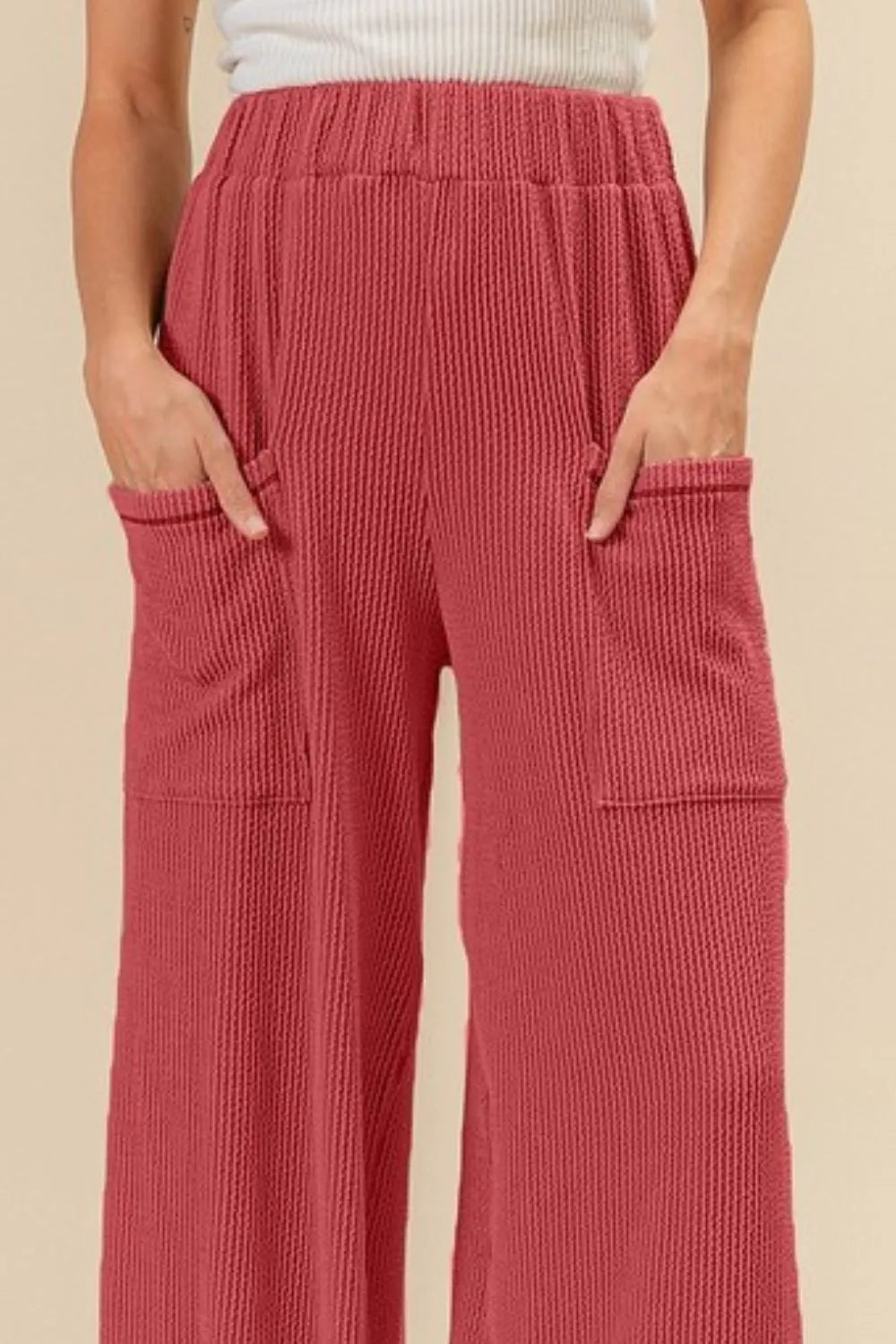 BiBi 2tone Cord Rib Waist Band Side Pocket Pants